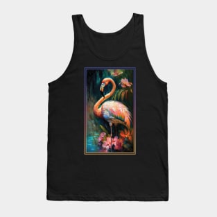 Flamingo Vibrant Tropical Flower Tall Digital Oil Painting Portrait Tank Top